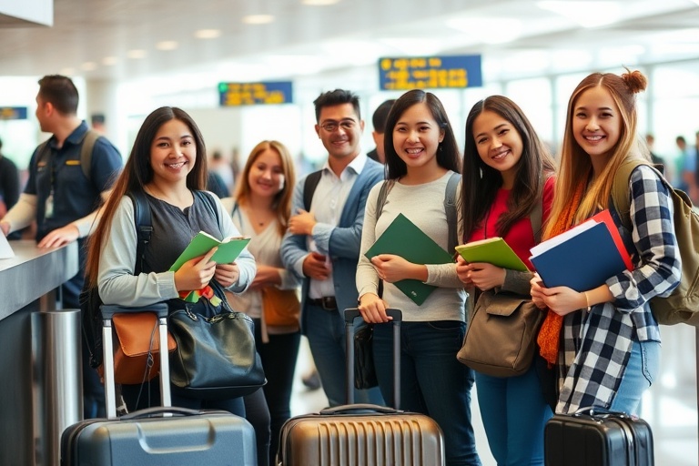 Students at airport